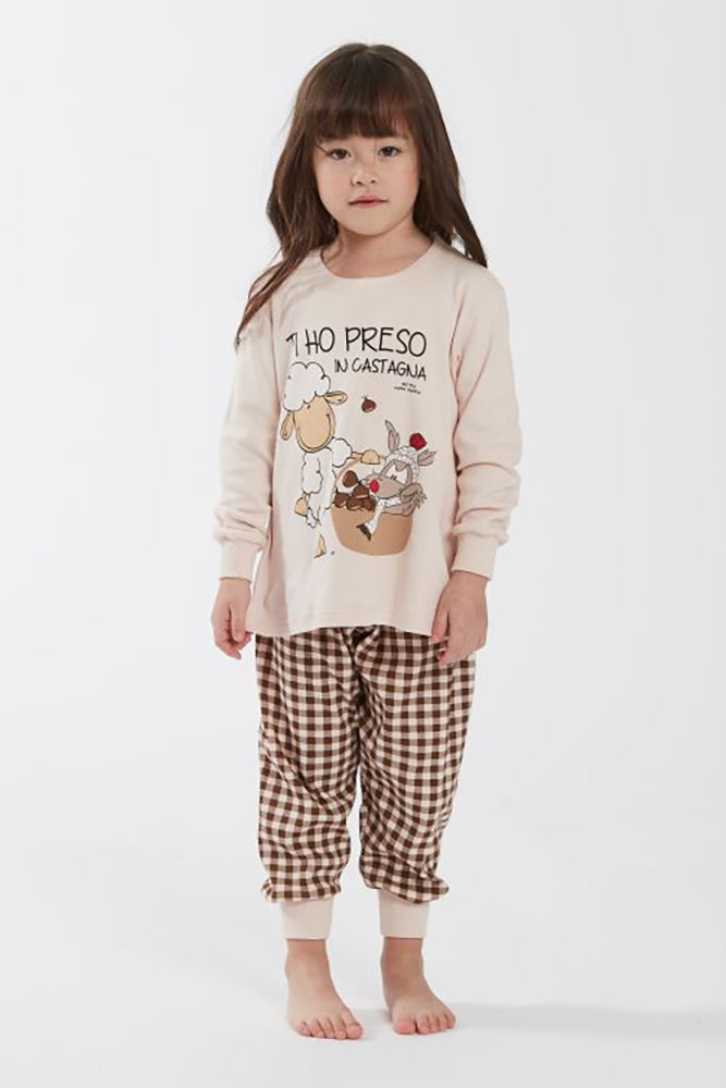 PIGIAMA BAMBINA ROSA 6122 CASTAGNA HAPPY PEOPLE